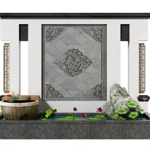 新中式假山水景3D模型下载